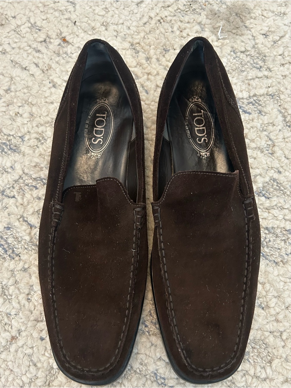 Tod’s Men’s Dark Brown Suede Loafers Size 11 – Made in Italy – Luxury Designer